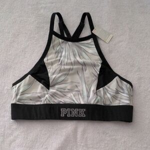 PINK Victoria's Secret Black and White Sports Bra with Racerback